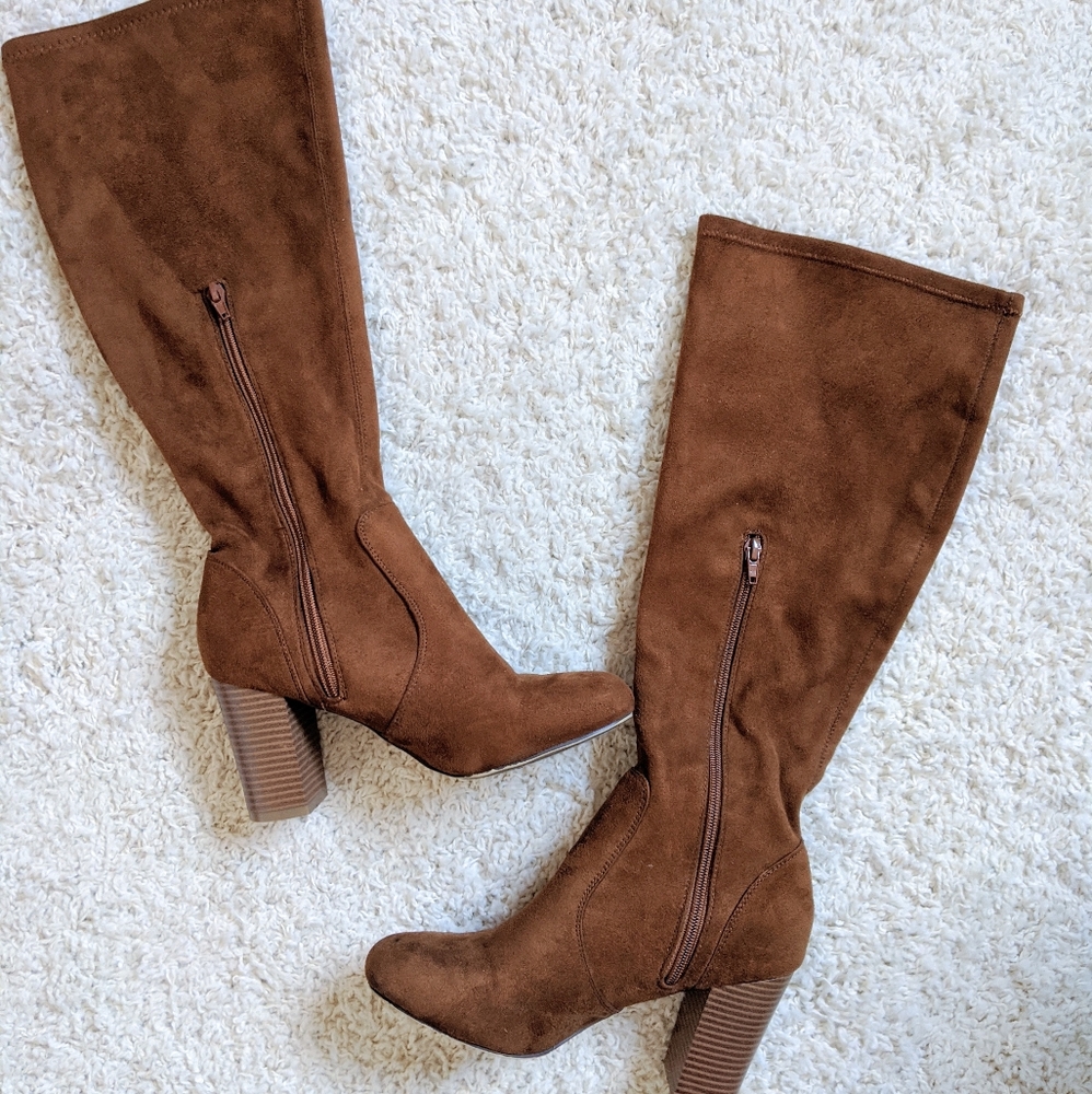 Forever 21 Tall Suede Brown Boots Size 8